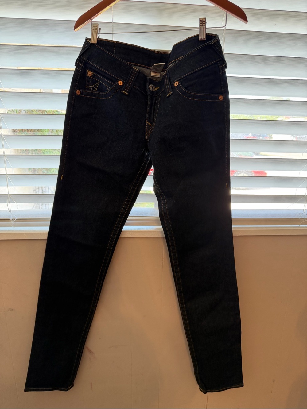 True‎ Religion Womens Dark Wash Skinny Jeans Made in USA Size 30 WC92077QV